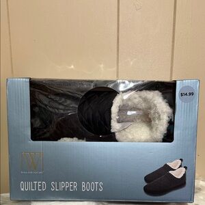 Wayland Square Quilted Black Slipper Boots - Women's
